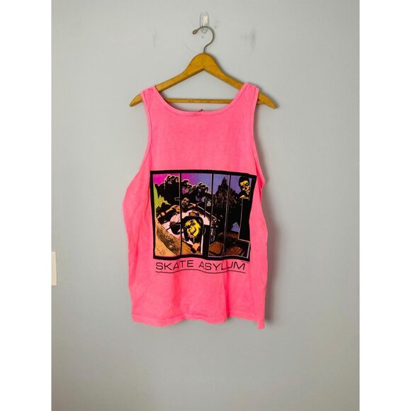 Vintage Skate Asylum Neon Tank Top, Size L, 1989 Epic Surf & Skate, 80s Skater - Picture 3 of 9